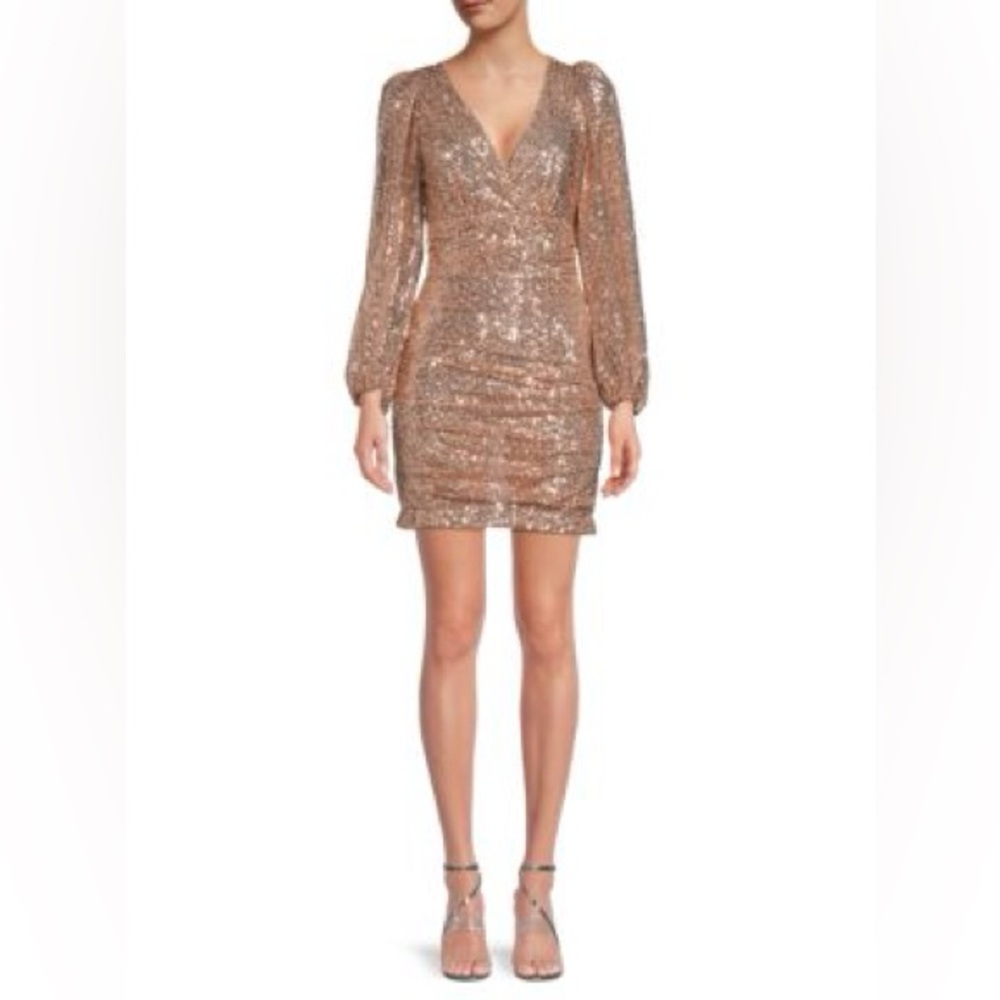NWT Maje Ripaillette Long Sleeve Sequin Minidress XS Fr 34 $495